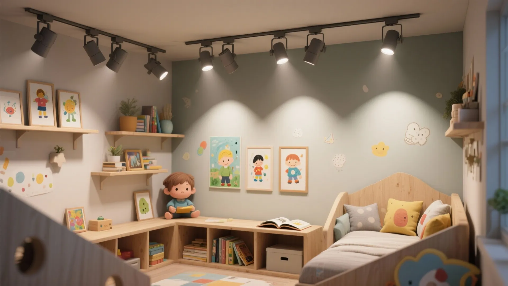 3. Adjustable Track with Spotlight Accents