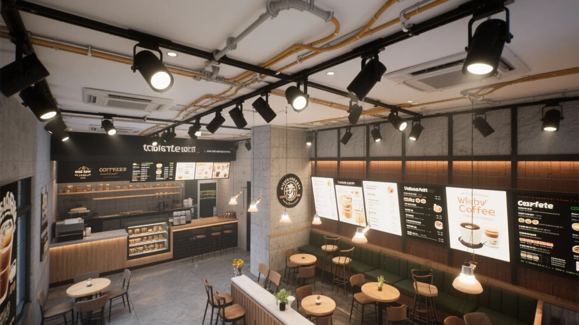 4. Track and adjustable spotlights for ever-changing menus