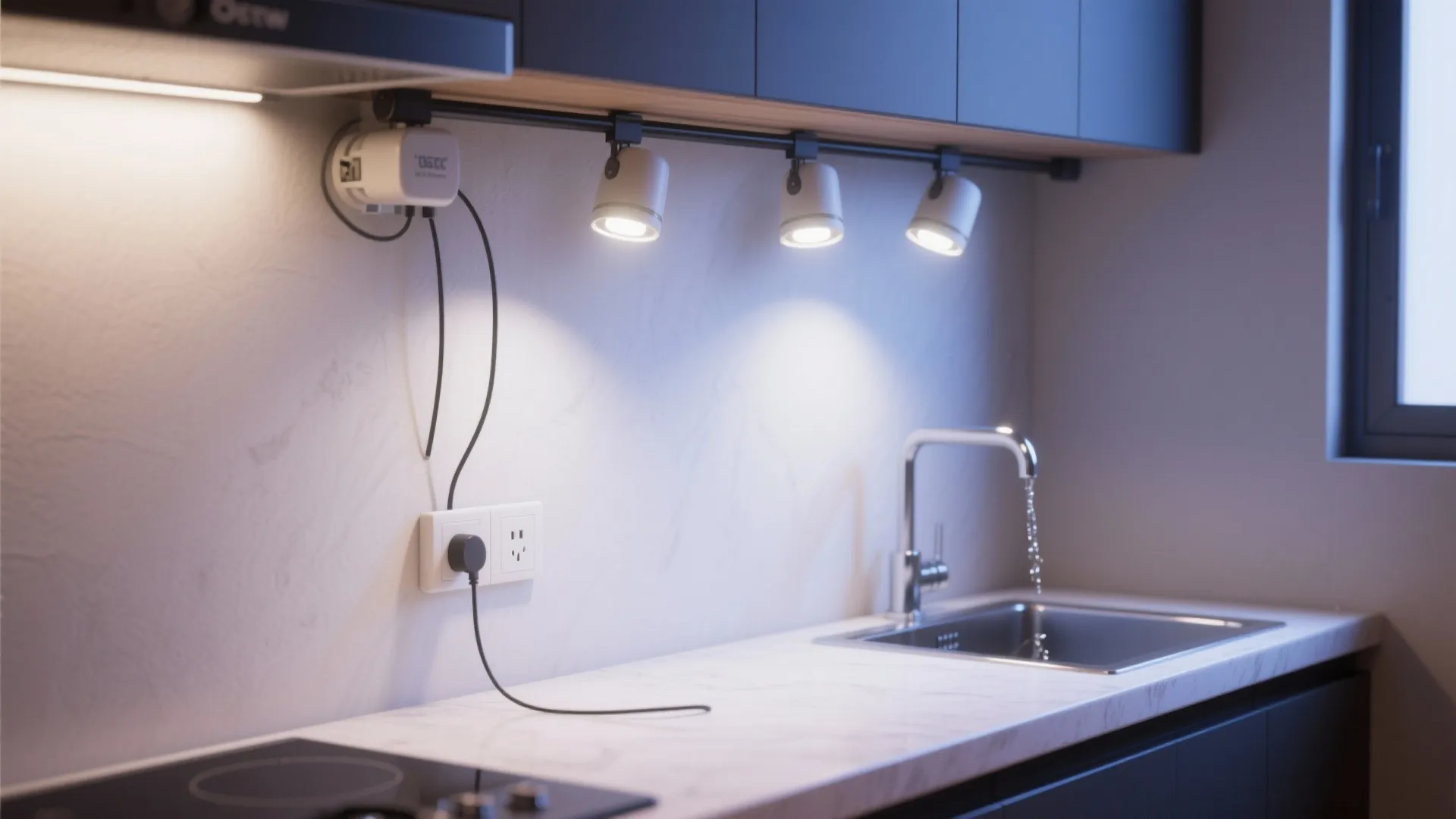 4. Flexible track-style plug-in lights for multi-task areas