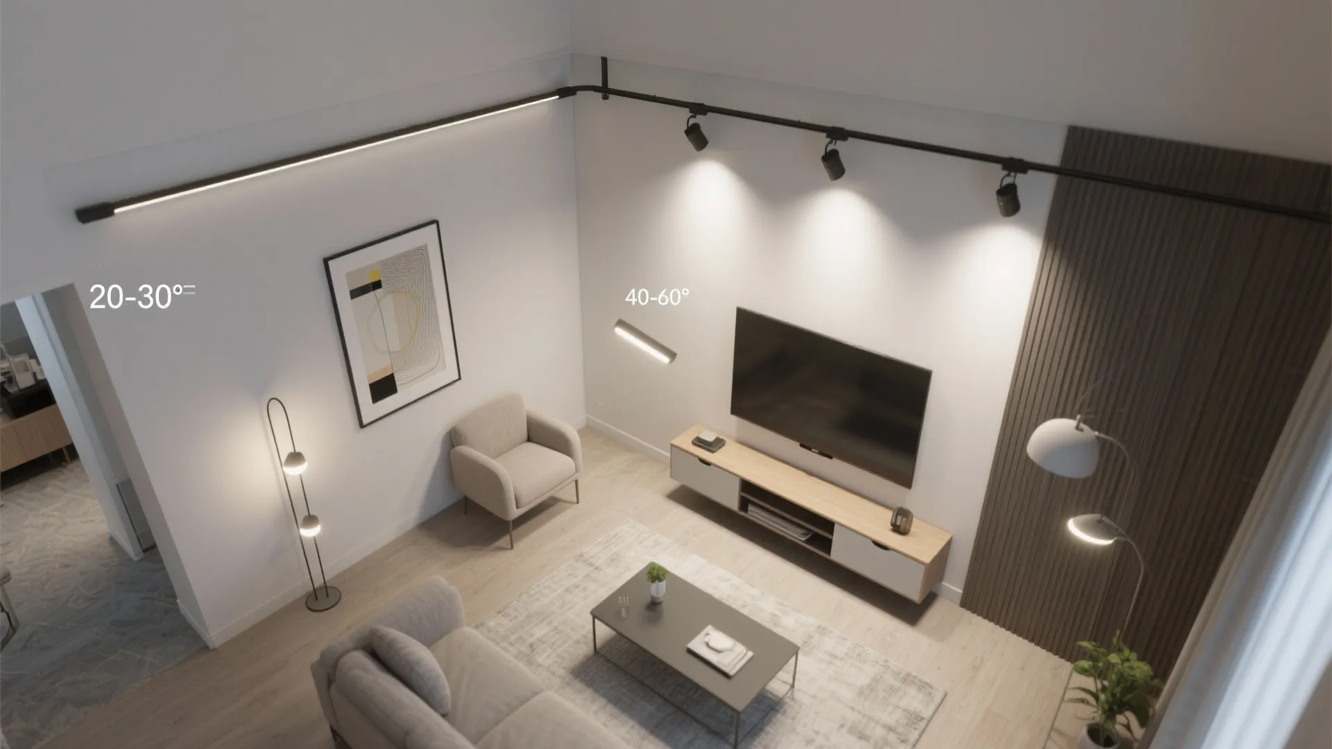 Slim track lighting for flexible layers