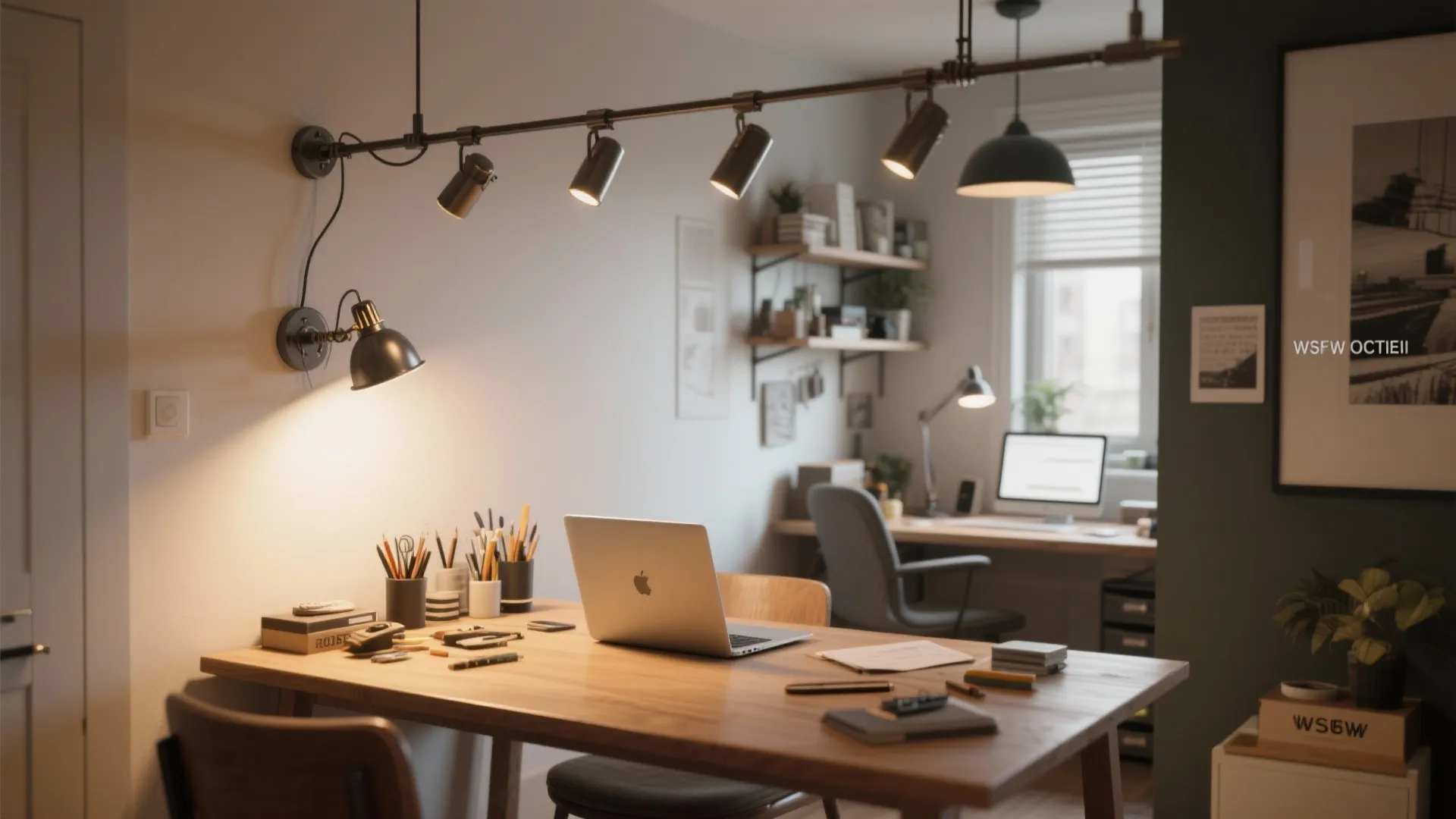 4. Adjustable track or wall-mounted lamps for multifunctional rooms