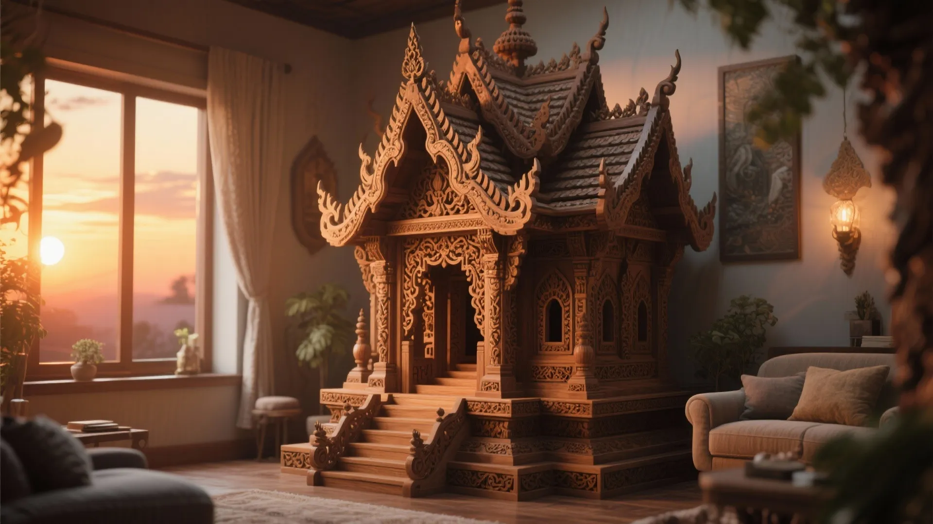 Traditional Carved Temple