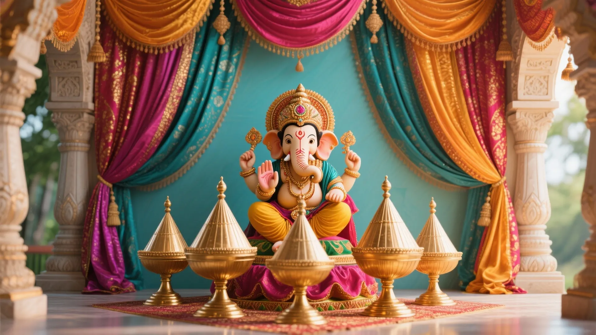 Traditional Drapery with Kalash Setup