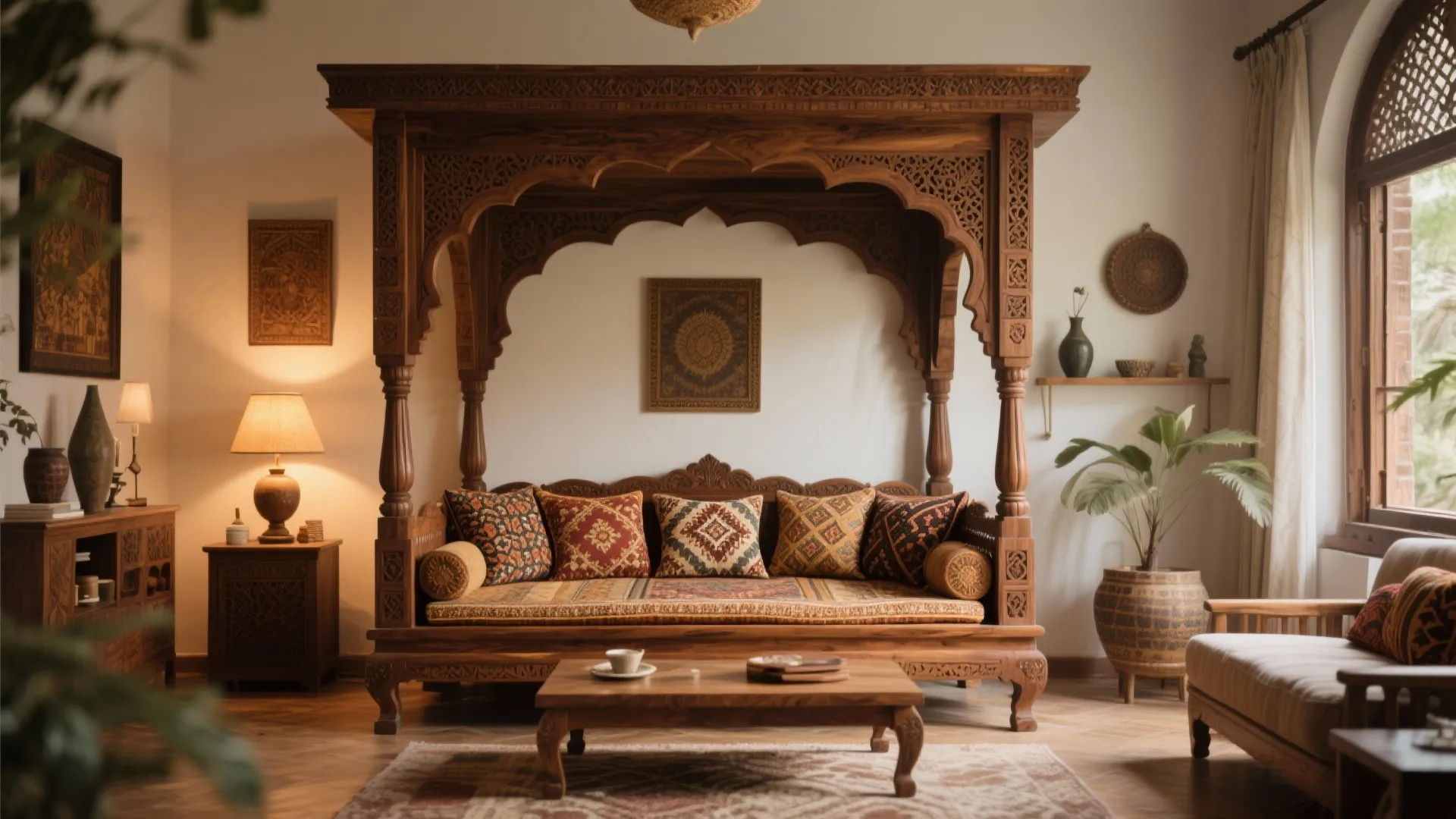 Traditional Wooden Frame Diwan