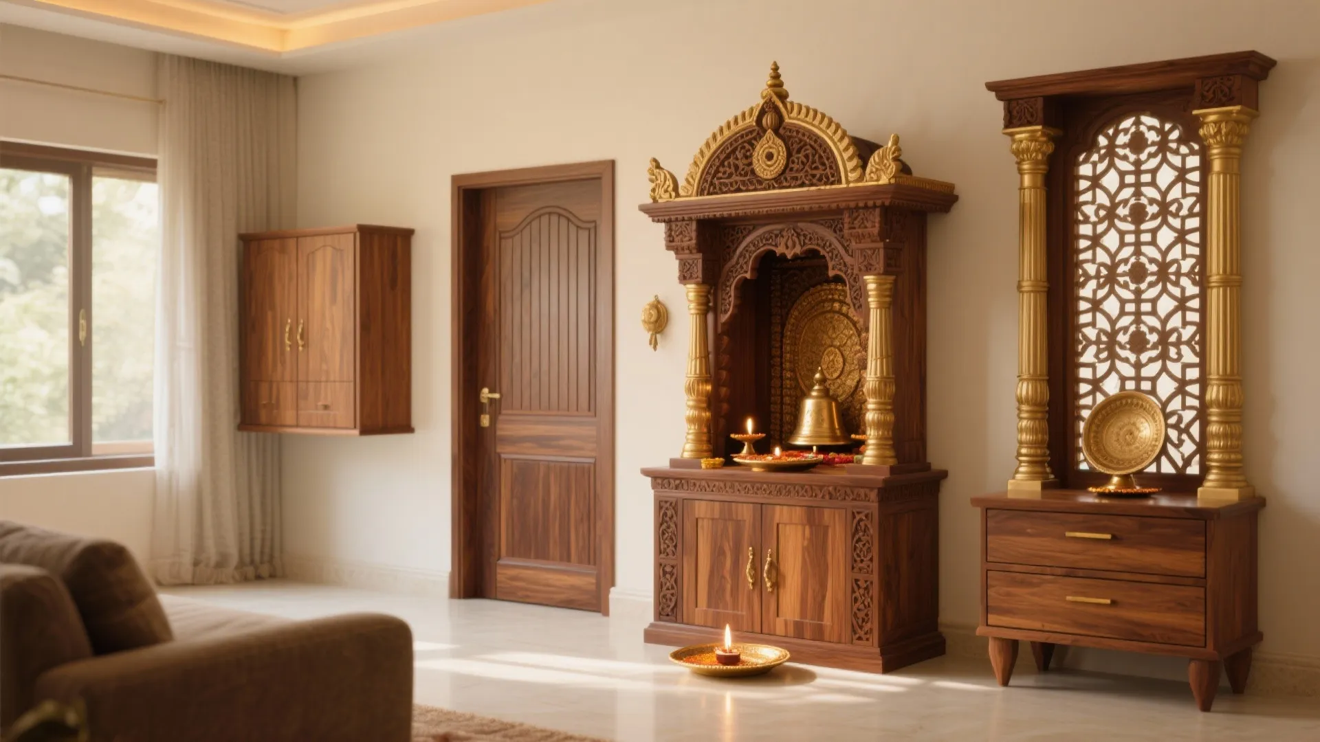 5 Traditional Wooden Pooja Mandir Designs for Home