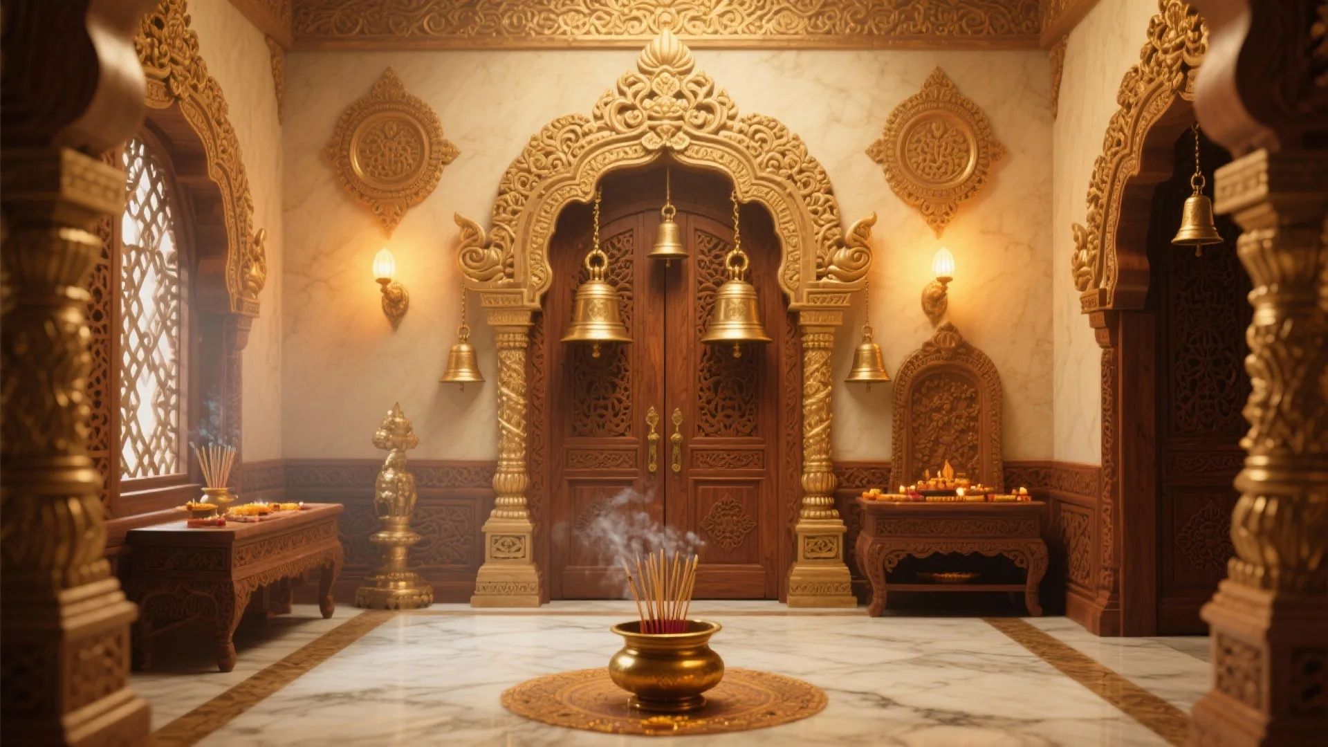 Traditional Wooden Pooja Room