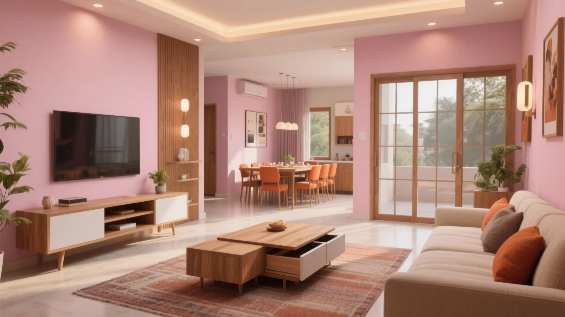 Seamless Living-Dining with Transforming Furniture