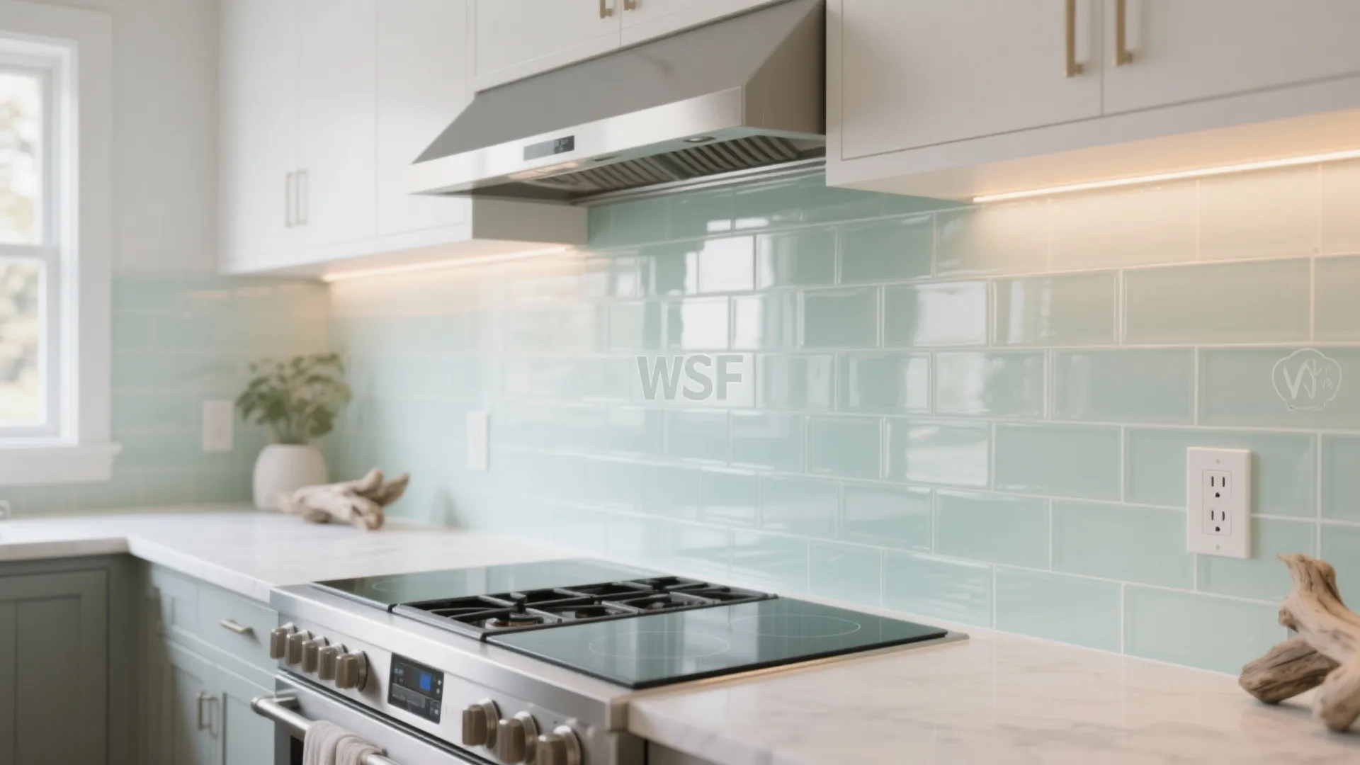 Translucent Glass Backsplash for Airy Light