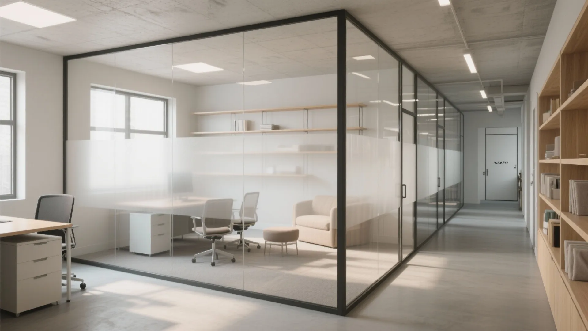 3. Zone with translucent partitions and clever furniture