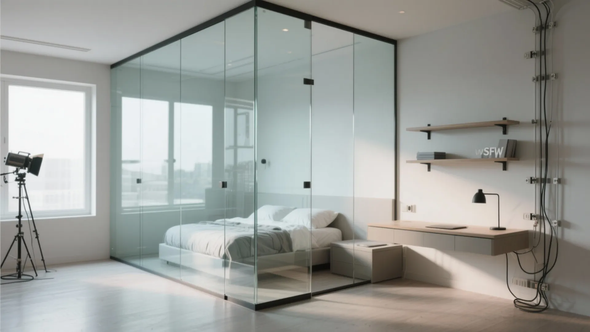 4. Transparent dividers and floating furniture