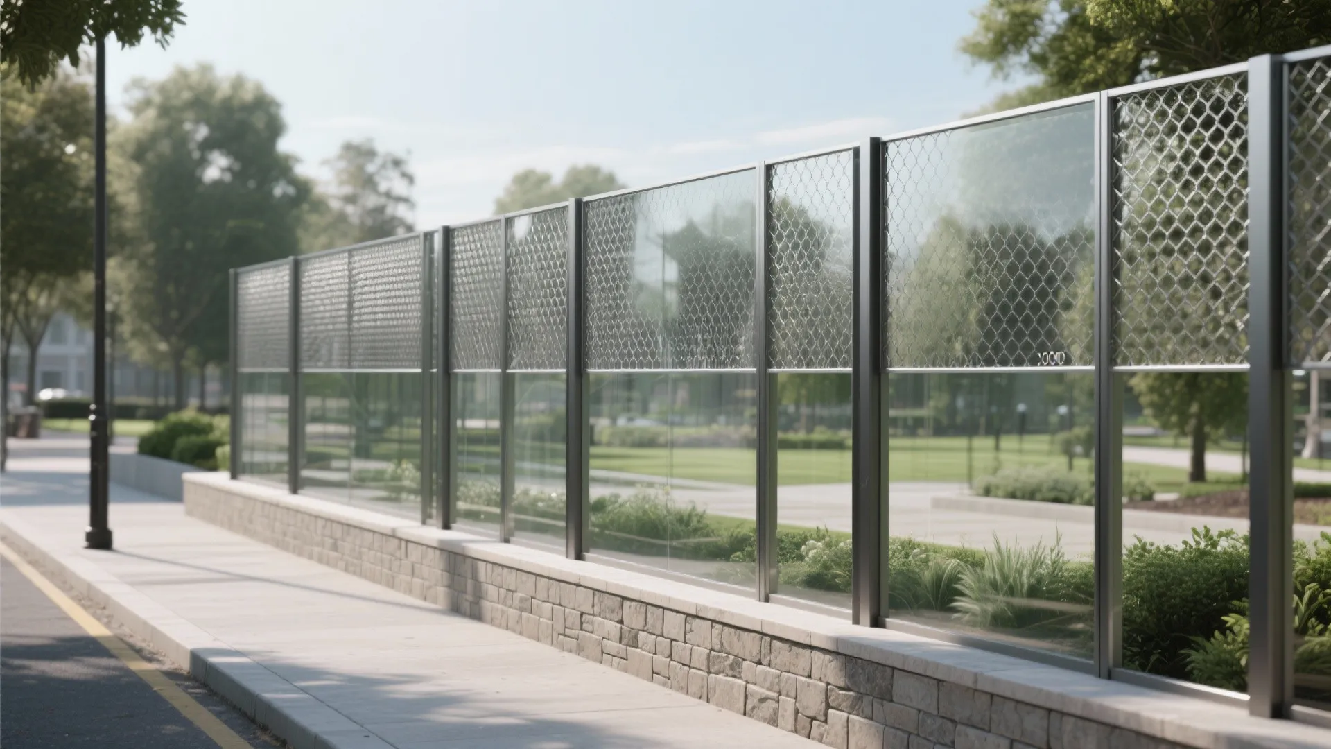 Transparent park edges with glass or mesh