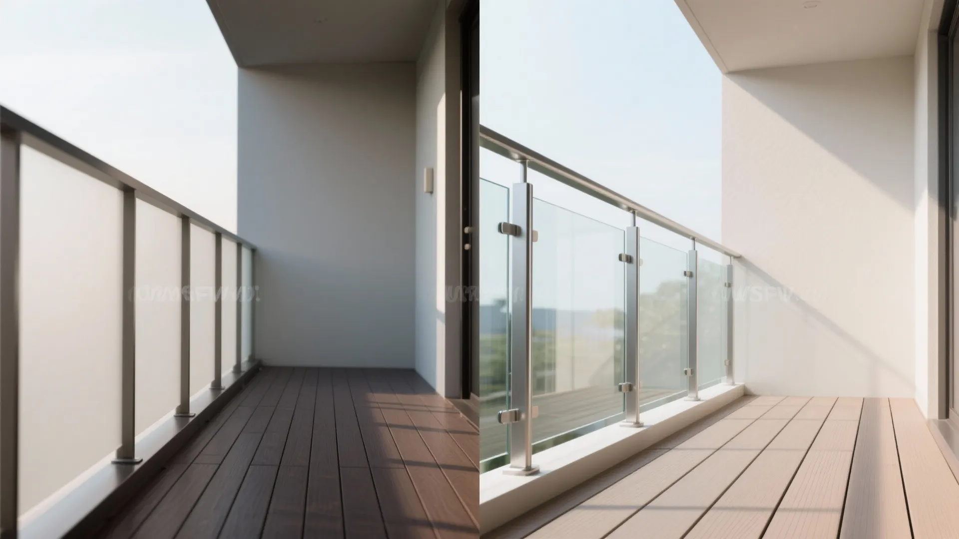 Transparent railing and light-toned decking