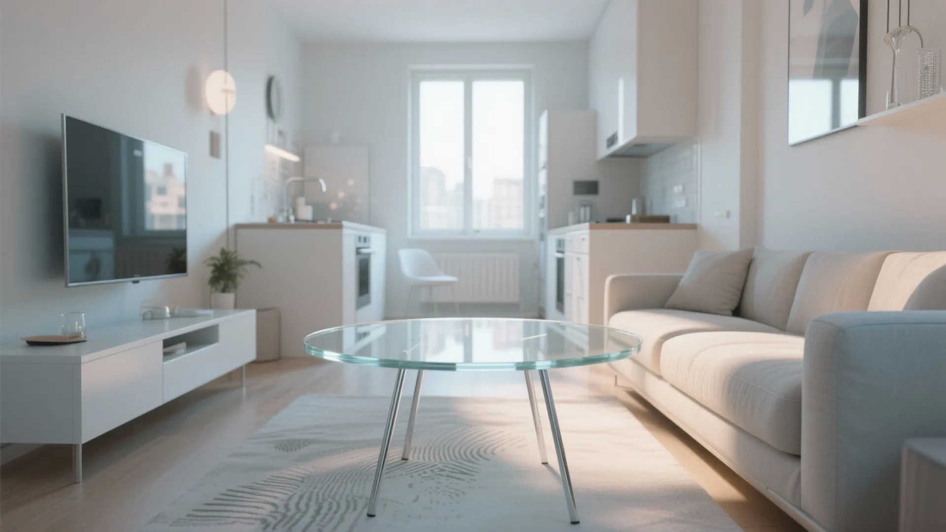 5. Transparent or small-diameter round tables to reduce visual weight