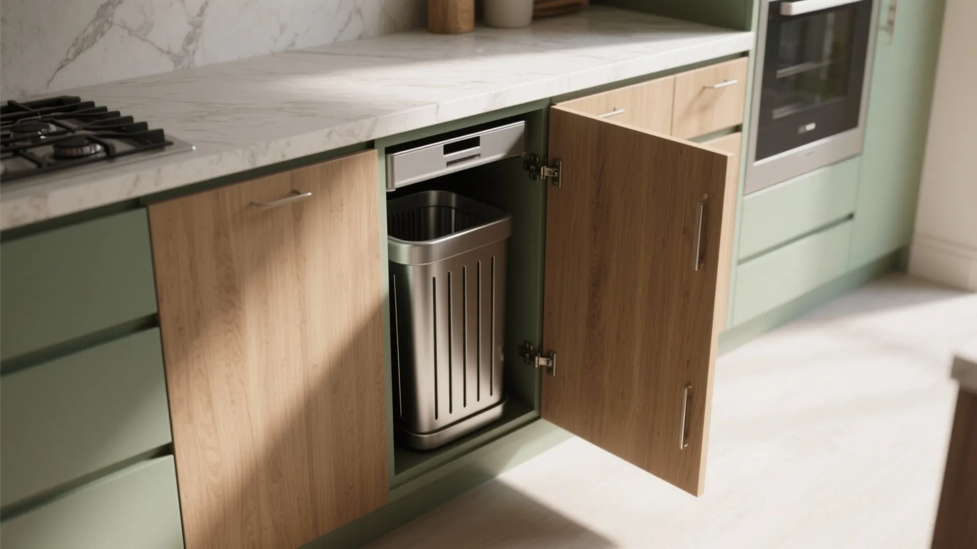 DIY Trash Can Cabinet: 5 Clever Ideas: Compact, budget-friendly ways I use to hide bins and tidy small kitchens