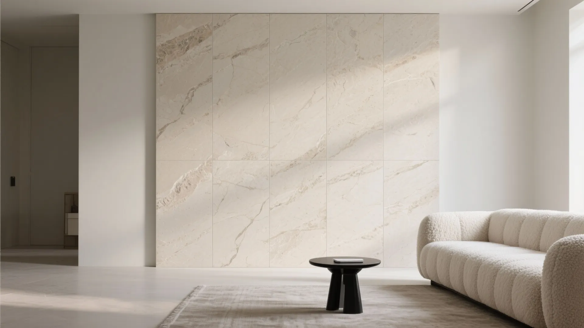 Textured Stone-Look Porcelain (Travertine or Limestone Tones)