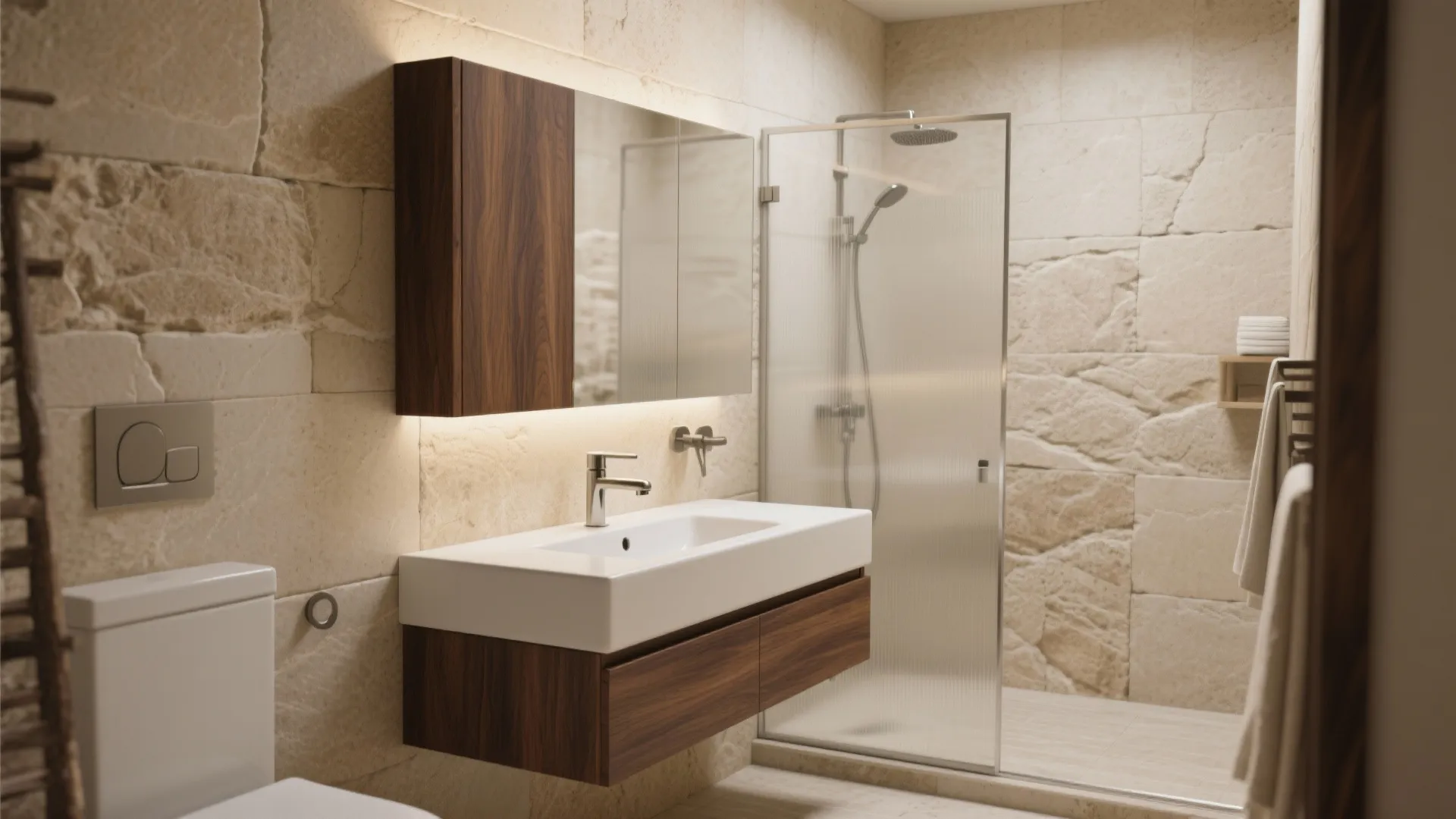 Travertine + Warm Wood Harmony