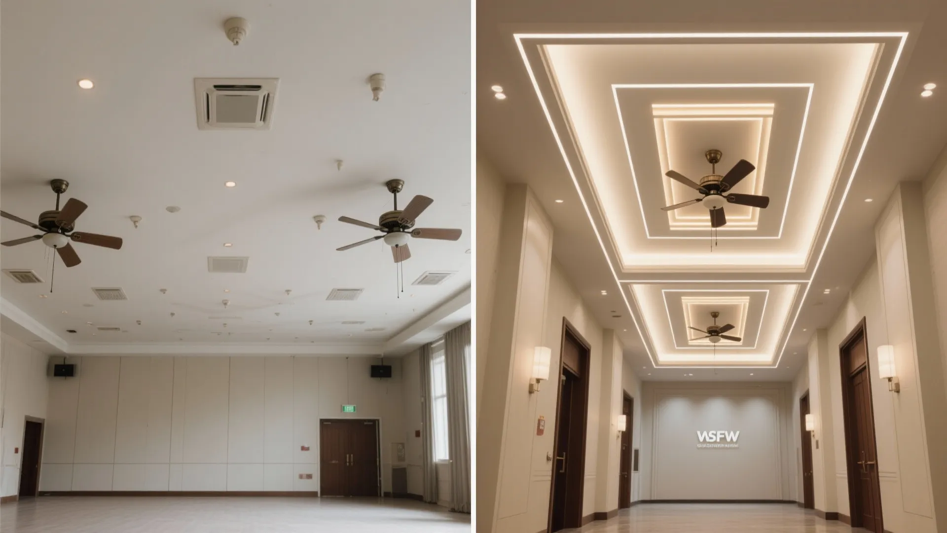 Symmetric Tray Ceiling with Hidden Linear Lights