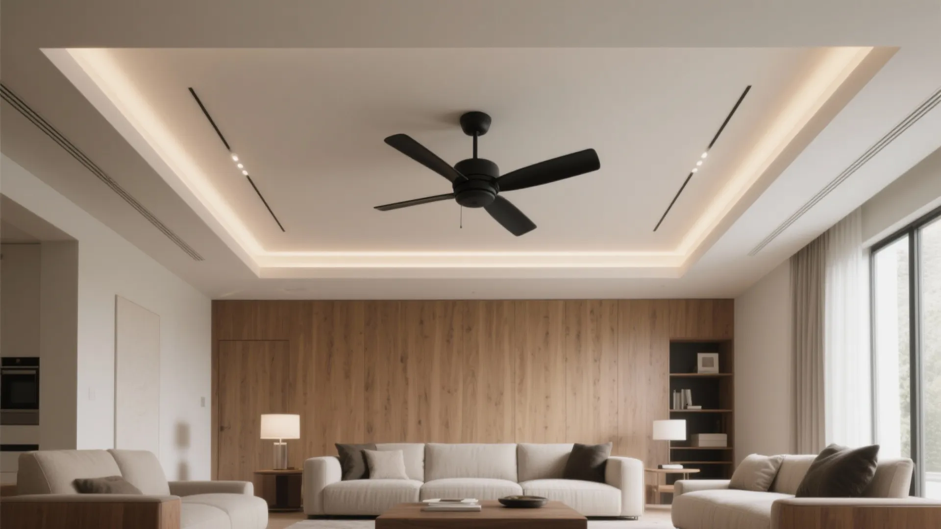 Layered Tray Ceiling, Centered Fan Harmony