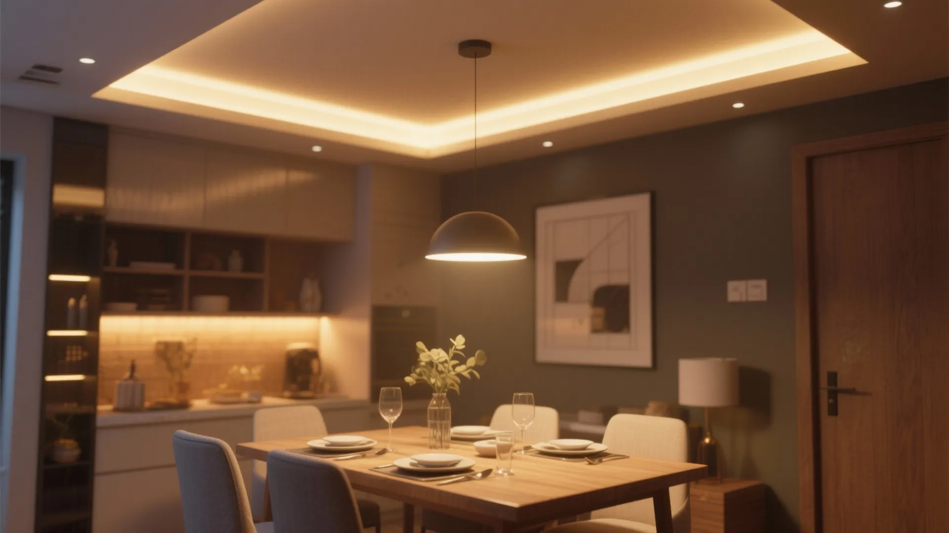 Tray Ceiling with LED Strip Lighting