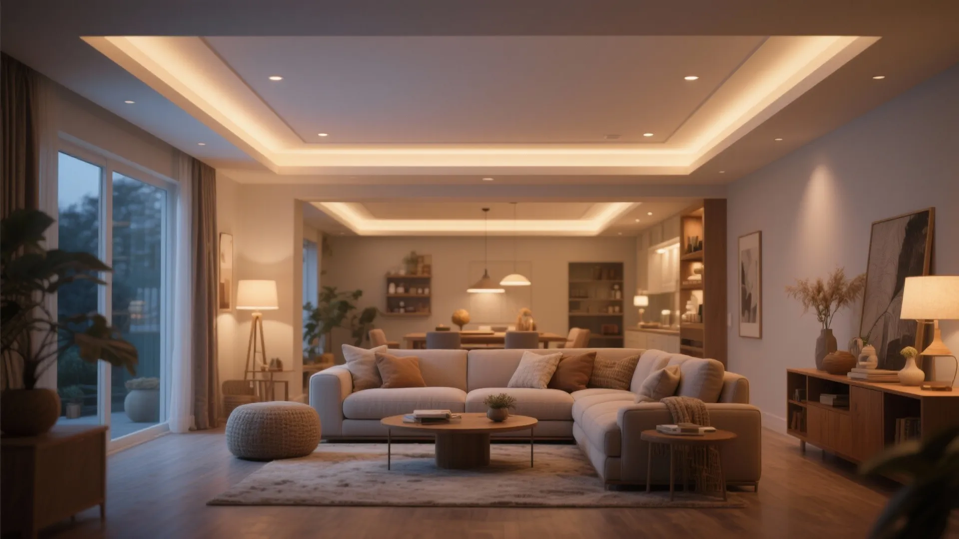 3. Tray Ceiling with Ambient Lighting