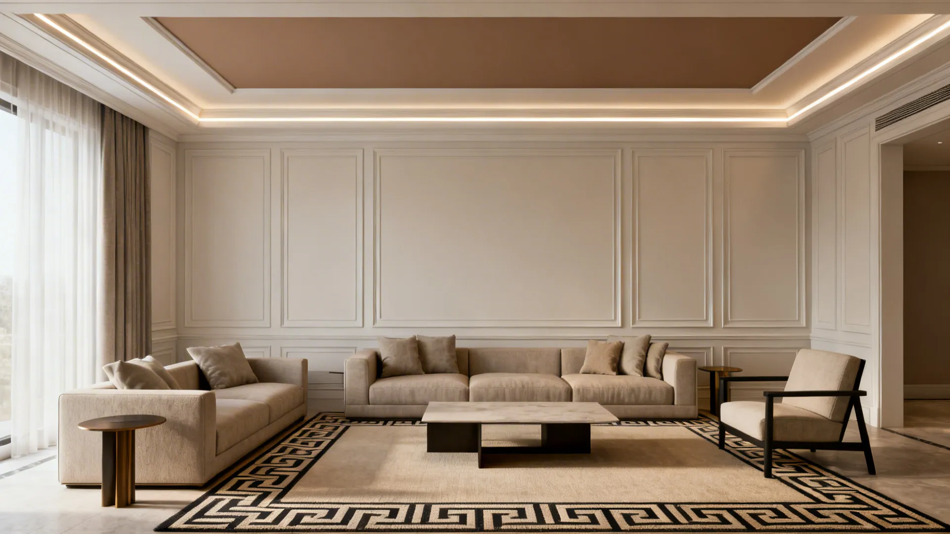 Geometric Tray Ceiling with POP Mouldings
