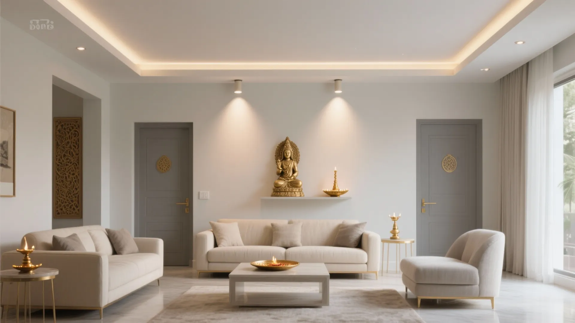 Trim POP Tray Ceiling with Recessed Spots