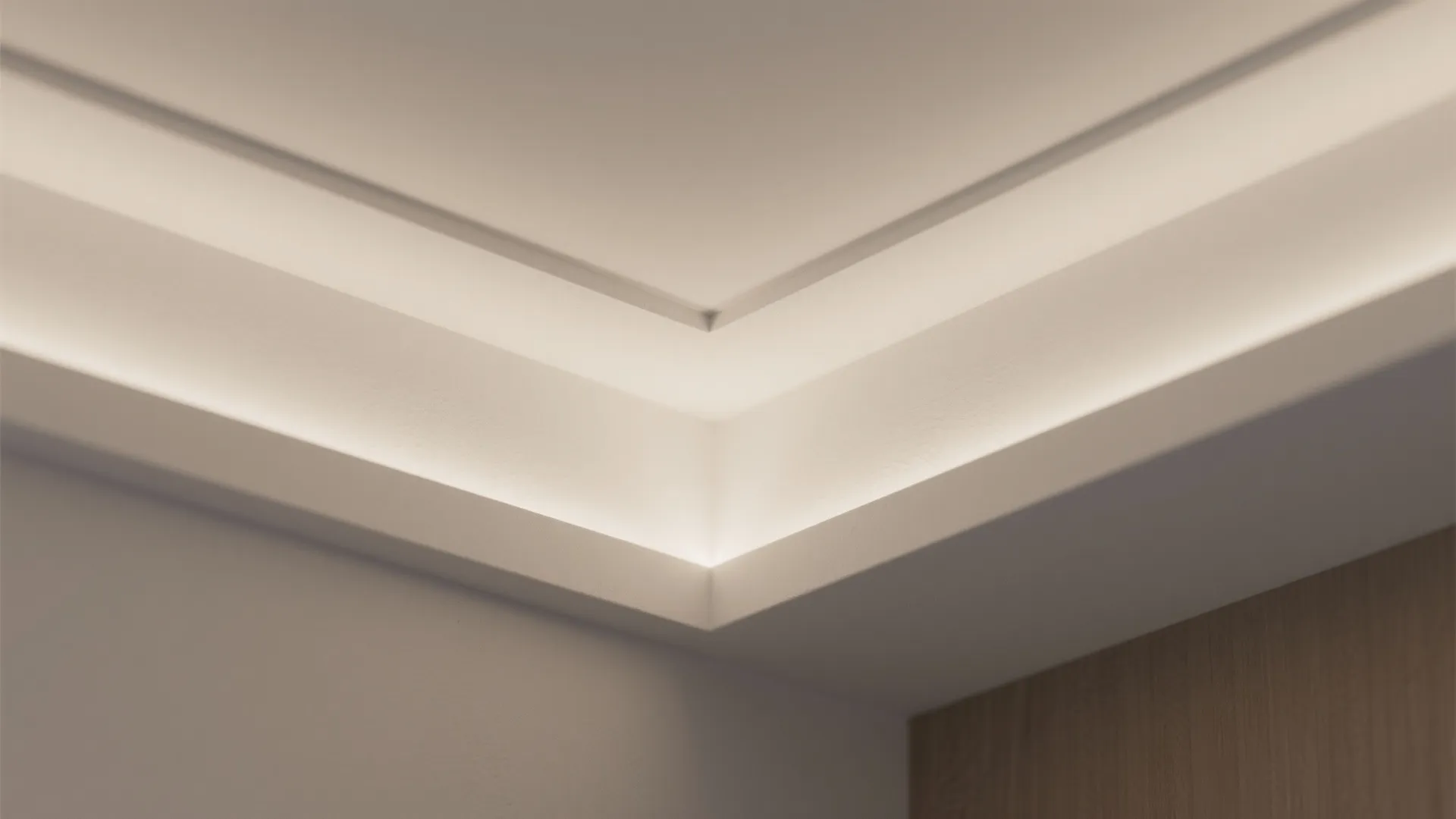 1) Minimalist Gypsum Tray with Cove Lighting