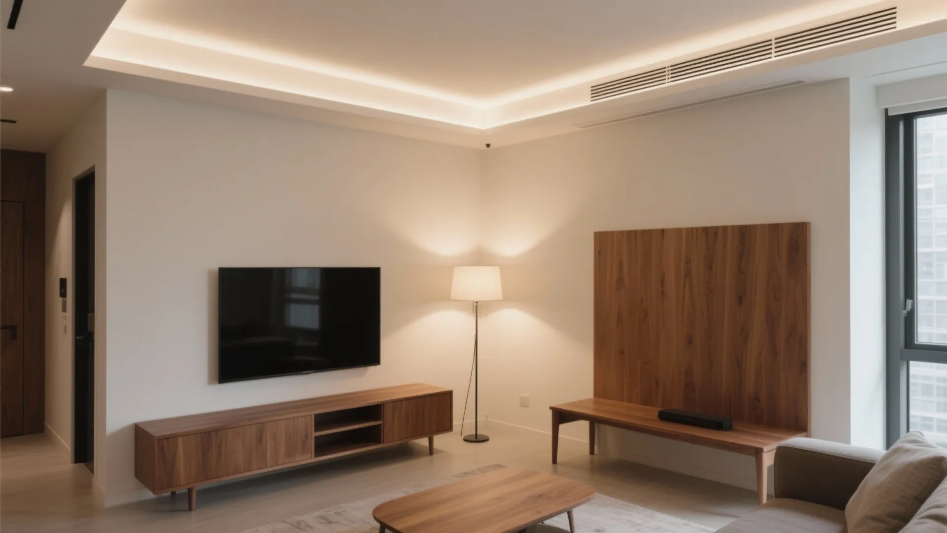 Soft tray ceiling with hidden LED cove