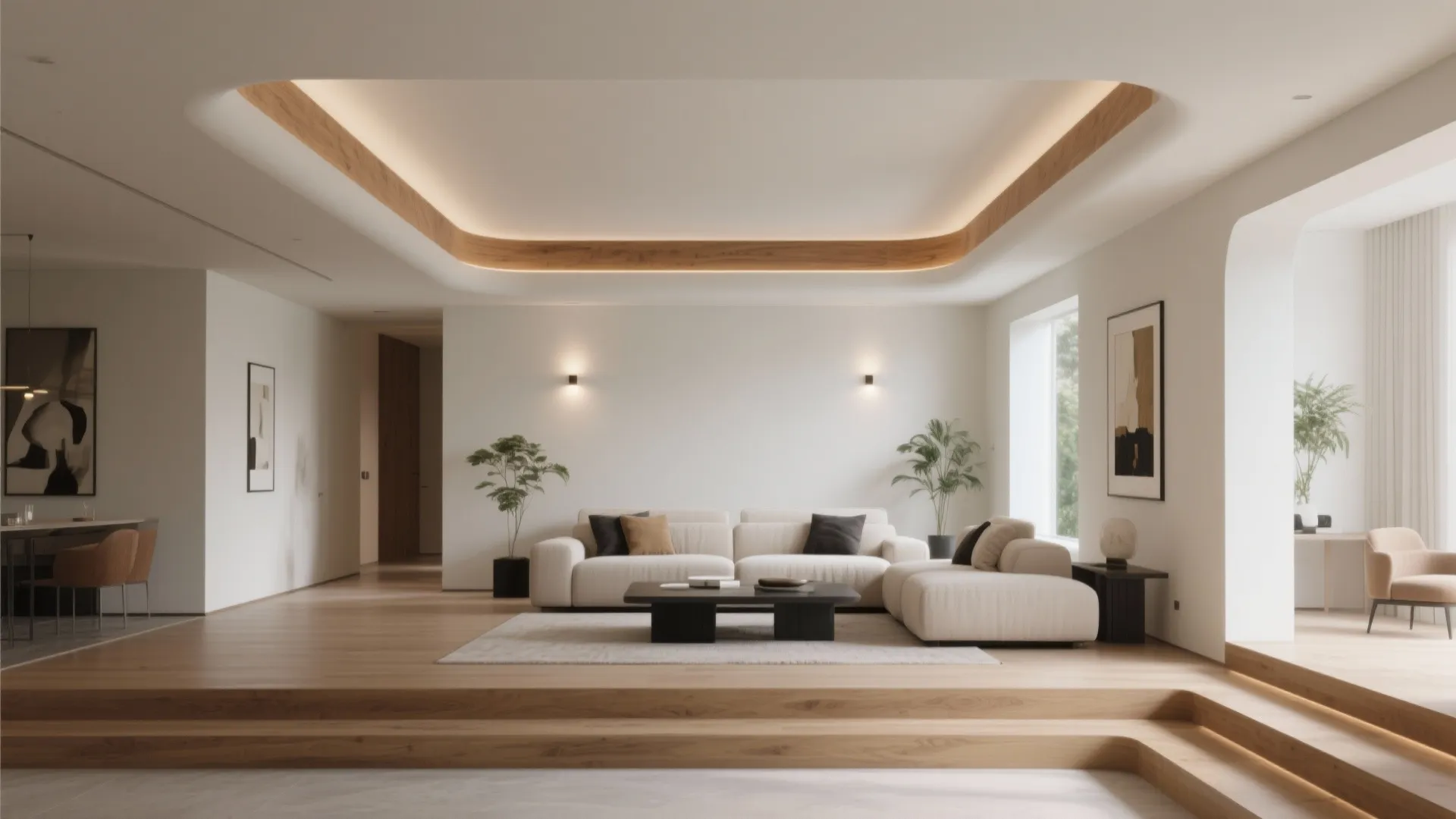 Layered Trays and Coffers for Visual Depth