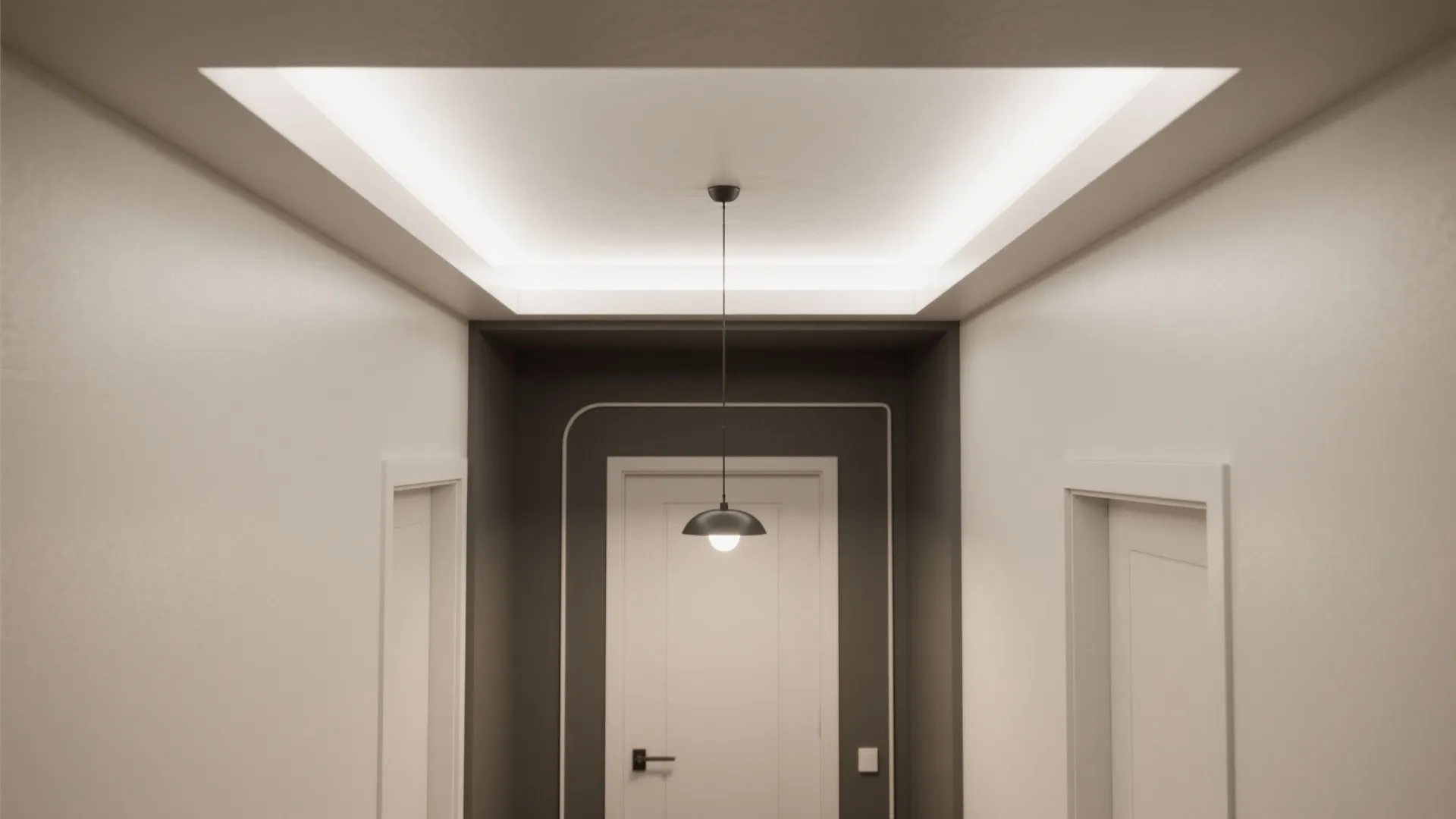 3) High-Contrast Tray Ceiling With Center Pendant