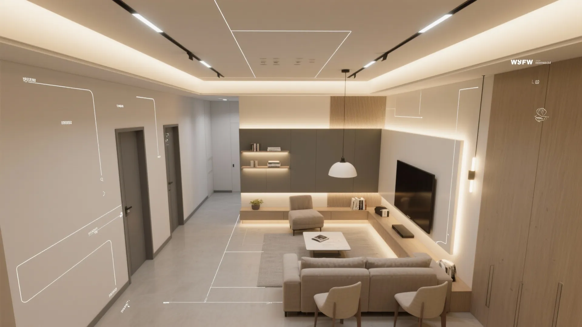 Tray ceiling with layered lighting