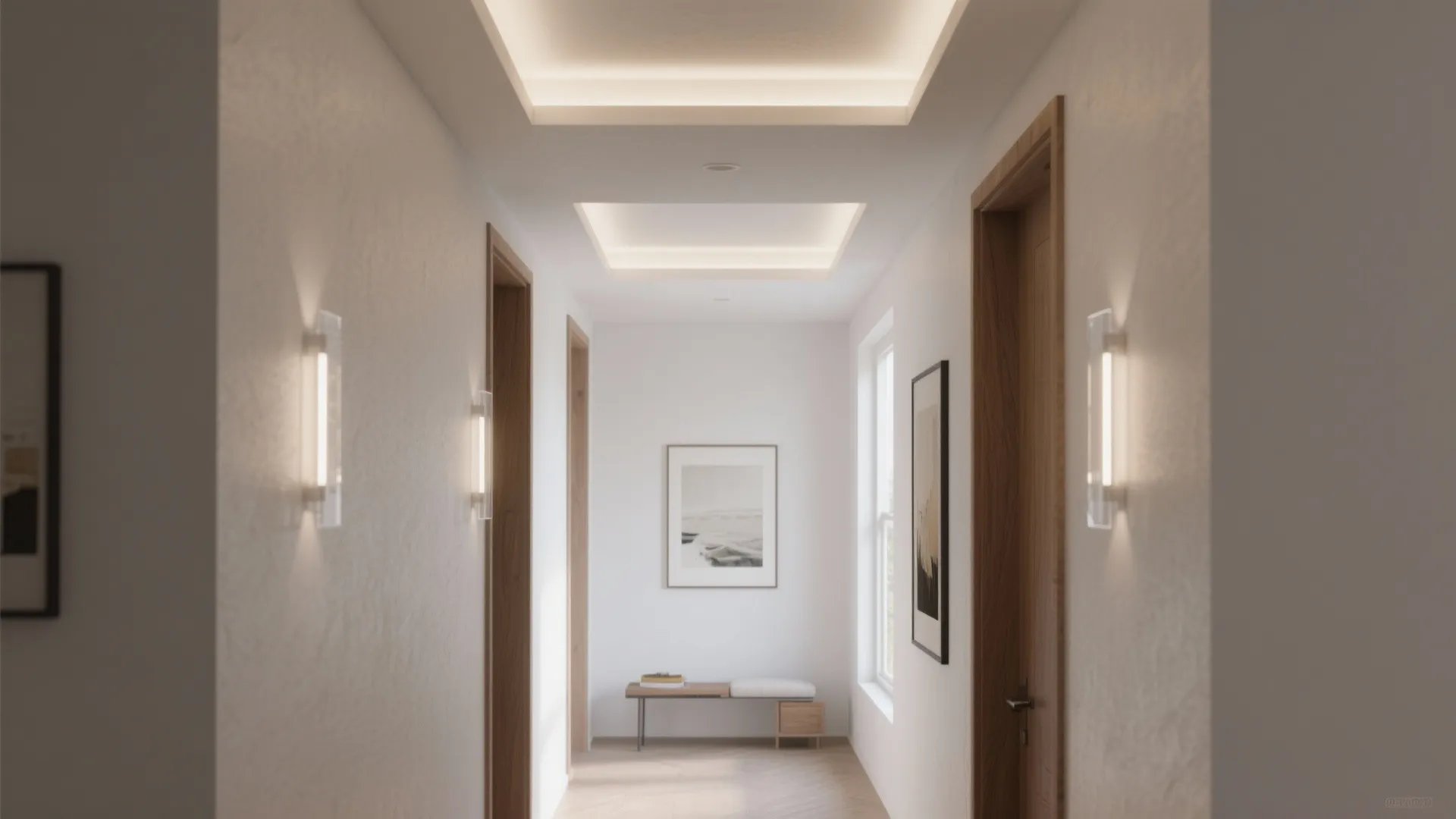 Soft Tray Ceiling with Linear Lights