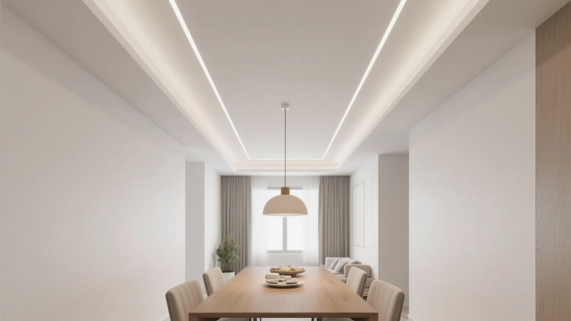 Clean Tray POP Ceiling with Recessed Lines
