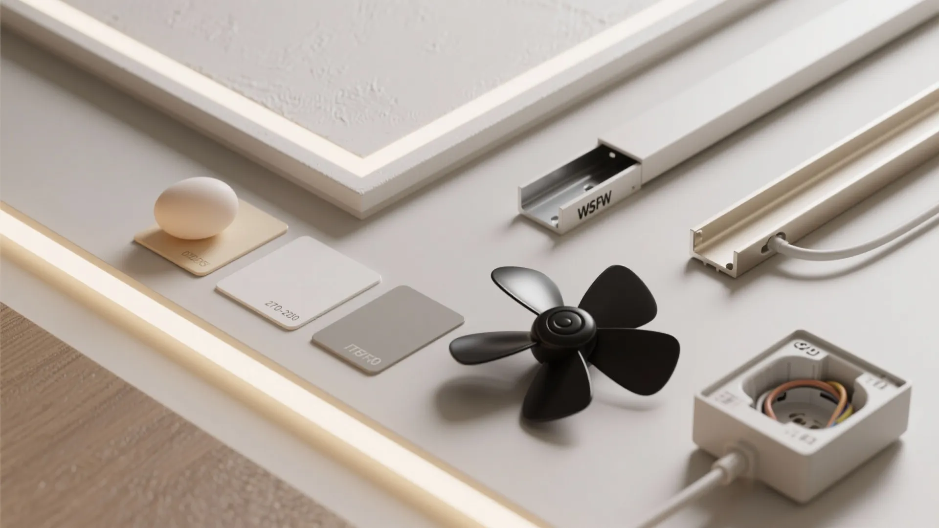 Tray ceiling with a clean central fan bay