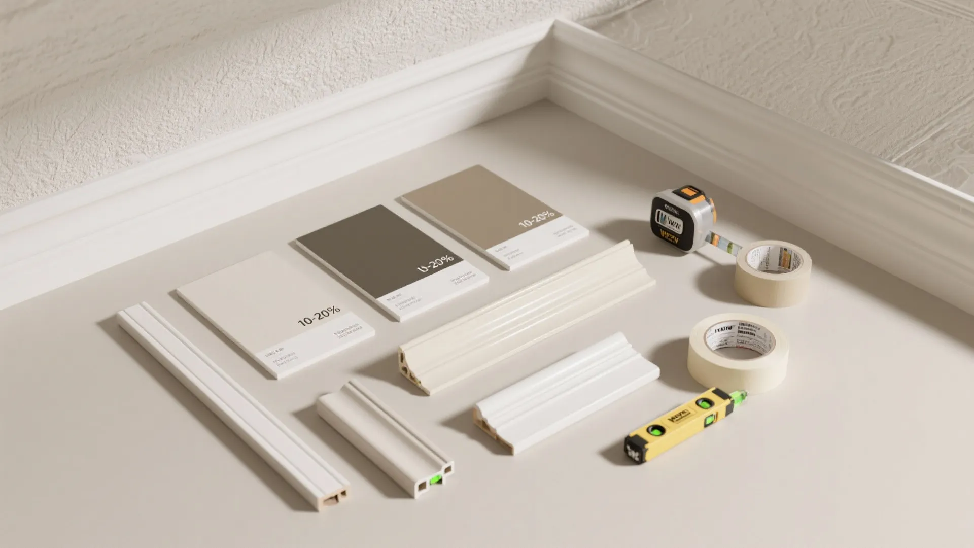 Vaulted or tray illusion with paint and molding