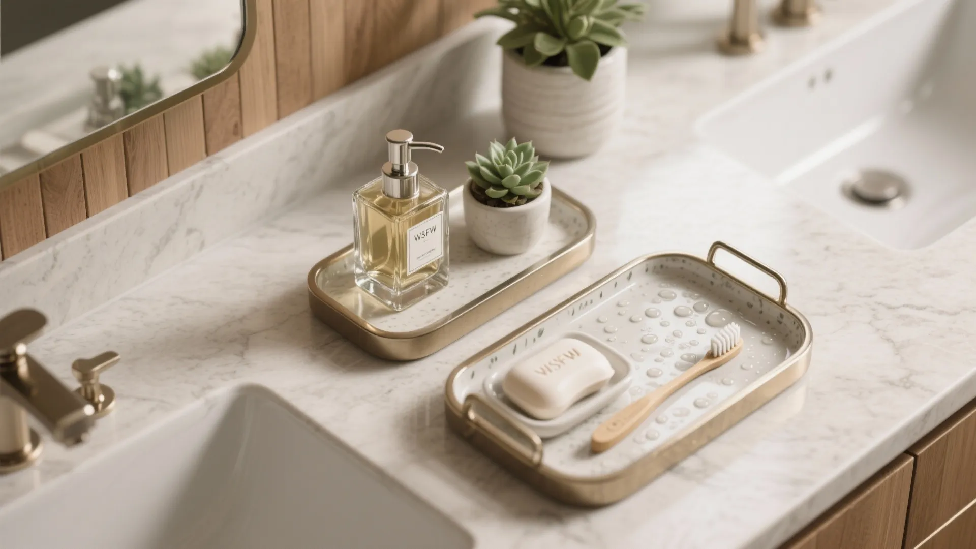 1. Elegant countertop trays that double as organizers
