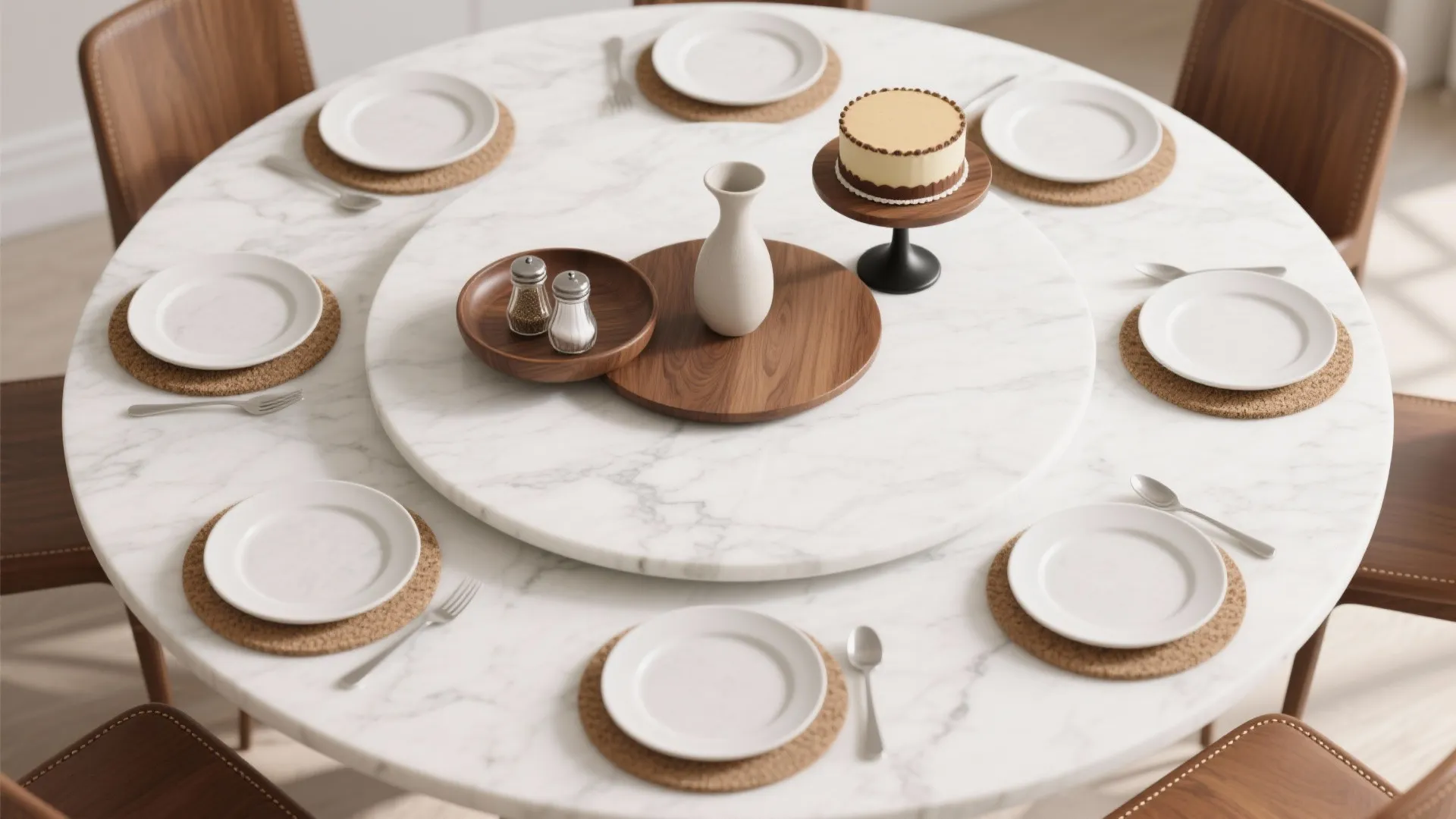 3) Trays, pedestals, and the mighty lazy Susan