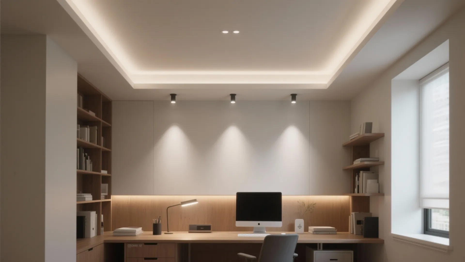 3) Hybrid Tray Ceiling with a Center Task Wash