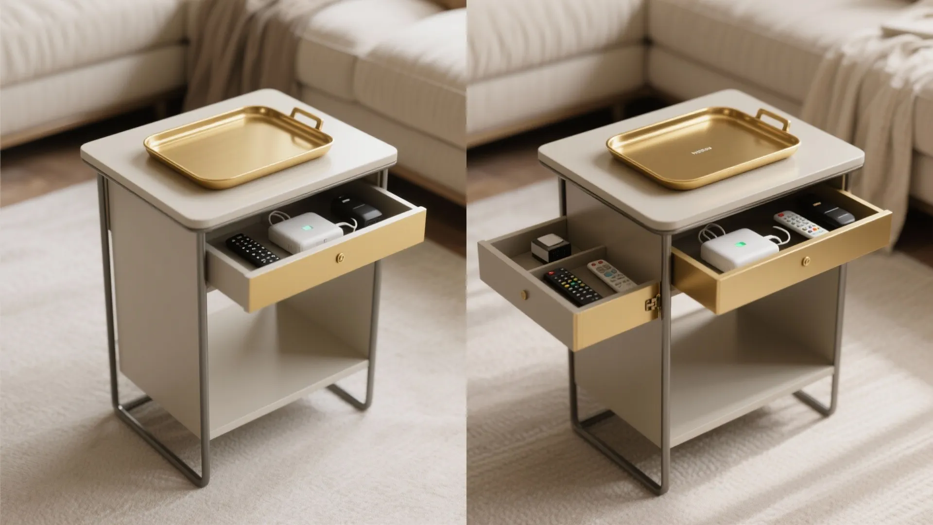 Double-duty: tray table with hidden storage