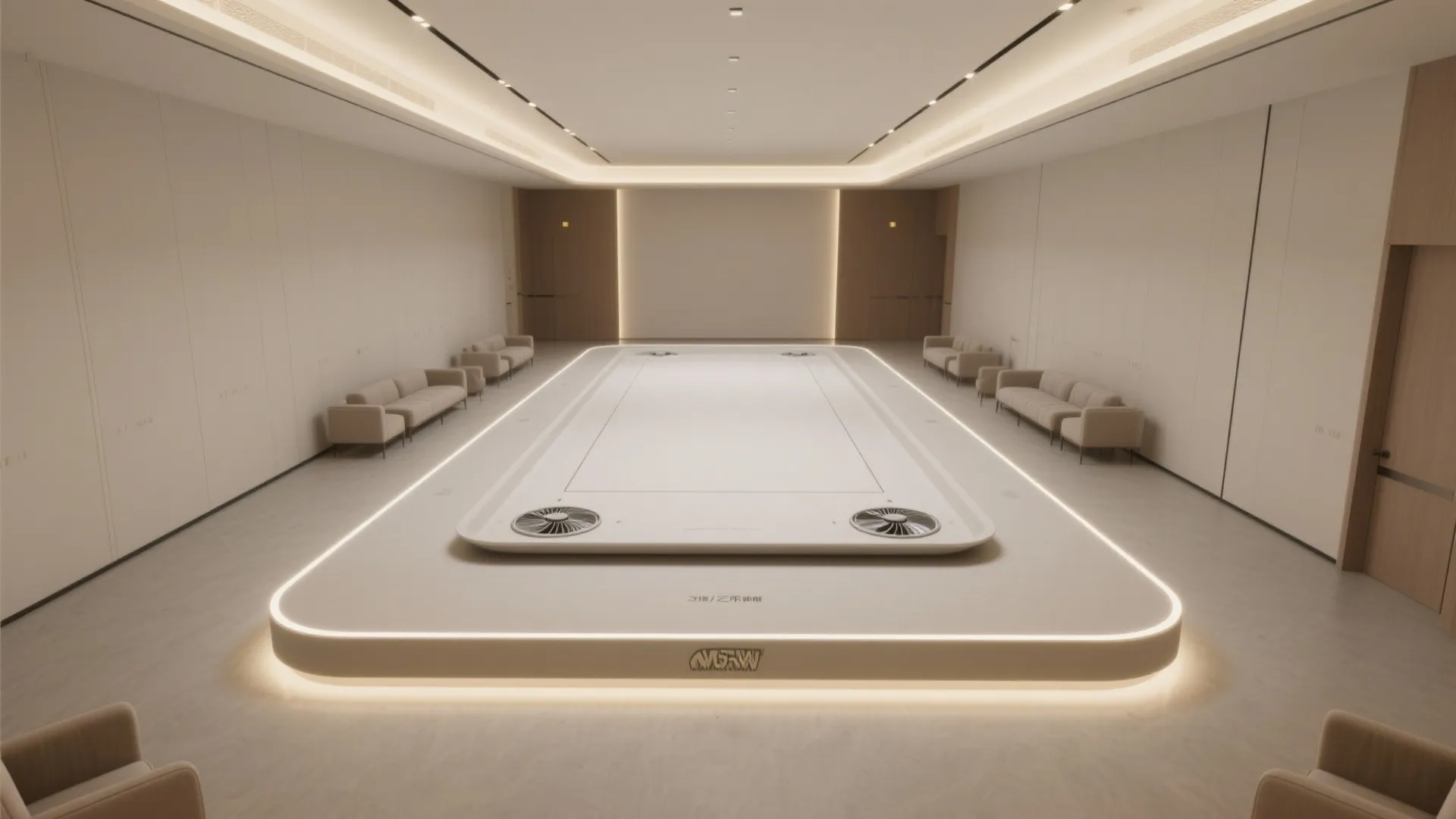 Minimalist Floating Tray with Dual Downrods