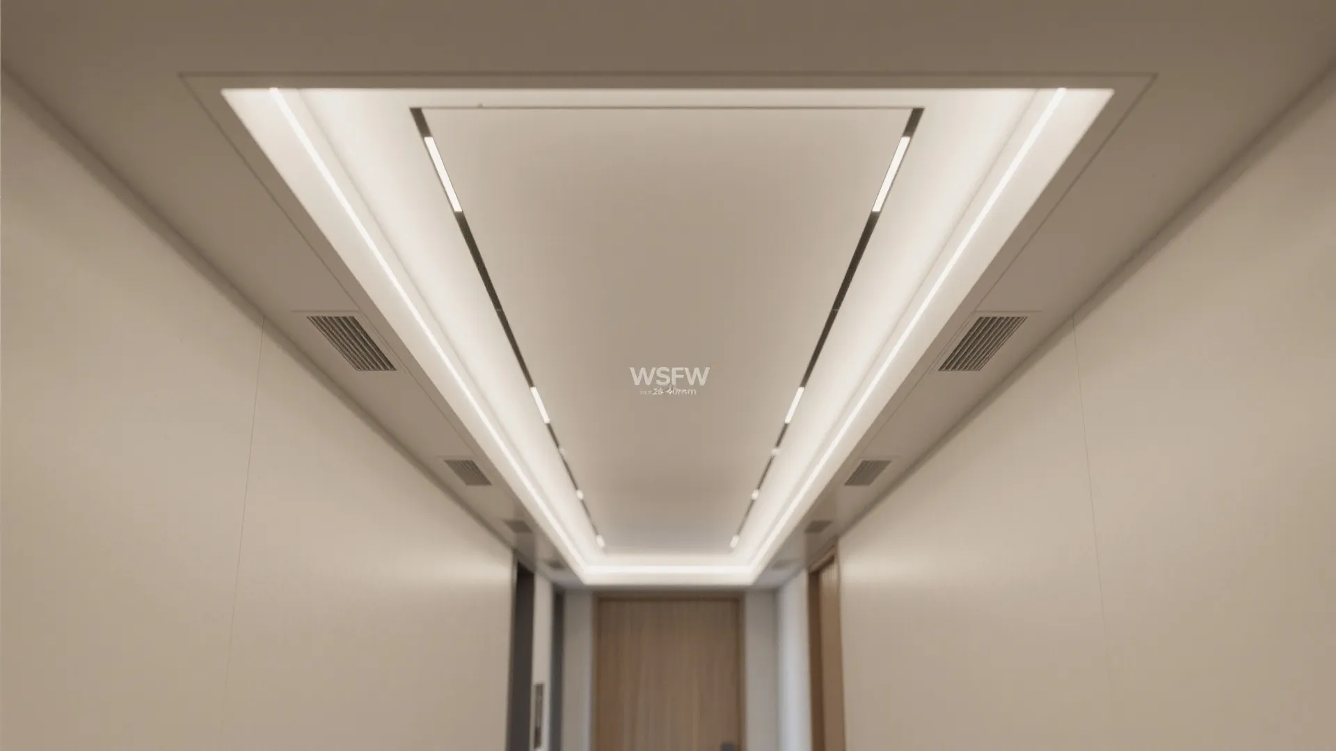 Shallow tray ceiling to frame the corridor