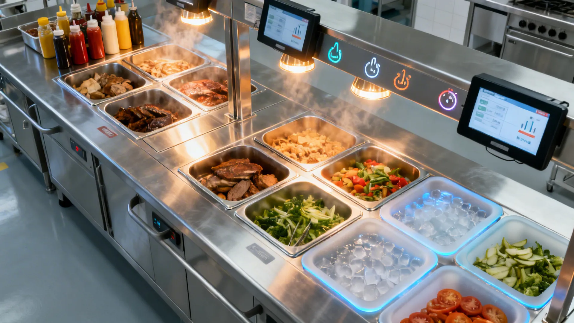 Top-down trayline showing ergonomic slotting and batch-prepped components.