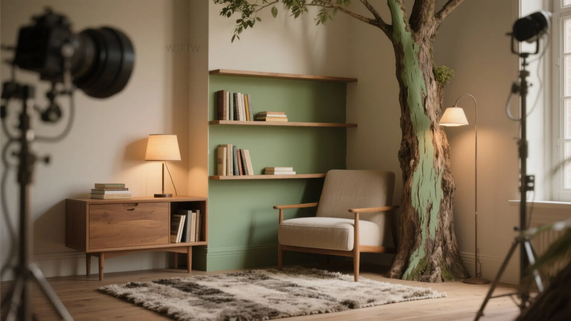 3. Painted Tree Nook to Define a Multiuse Corner