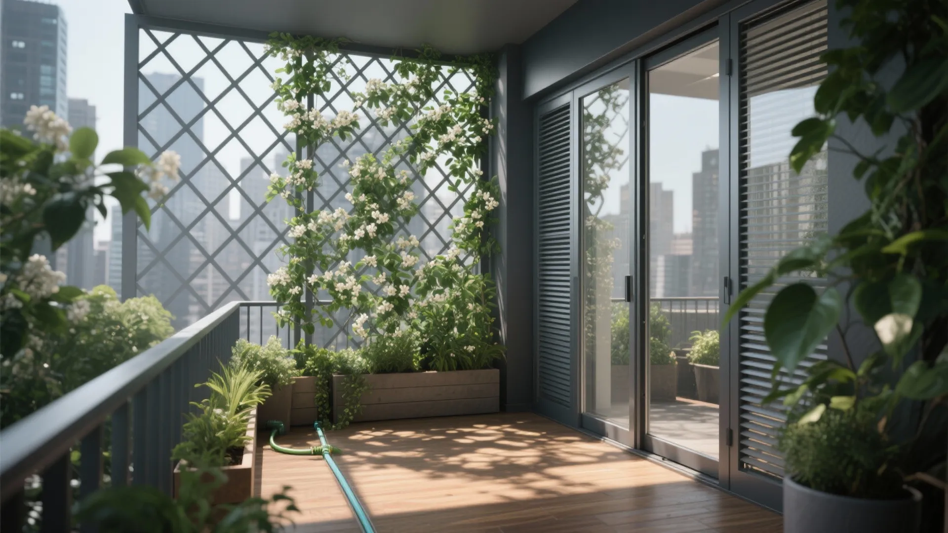 Green Trellis Grill + Ventilating Sliders (Biophilic Boost)