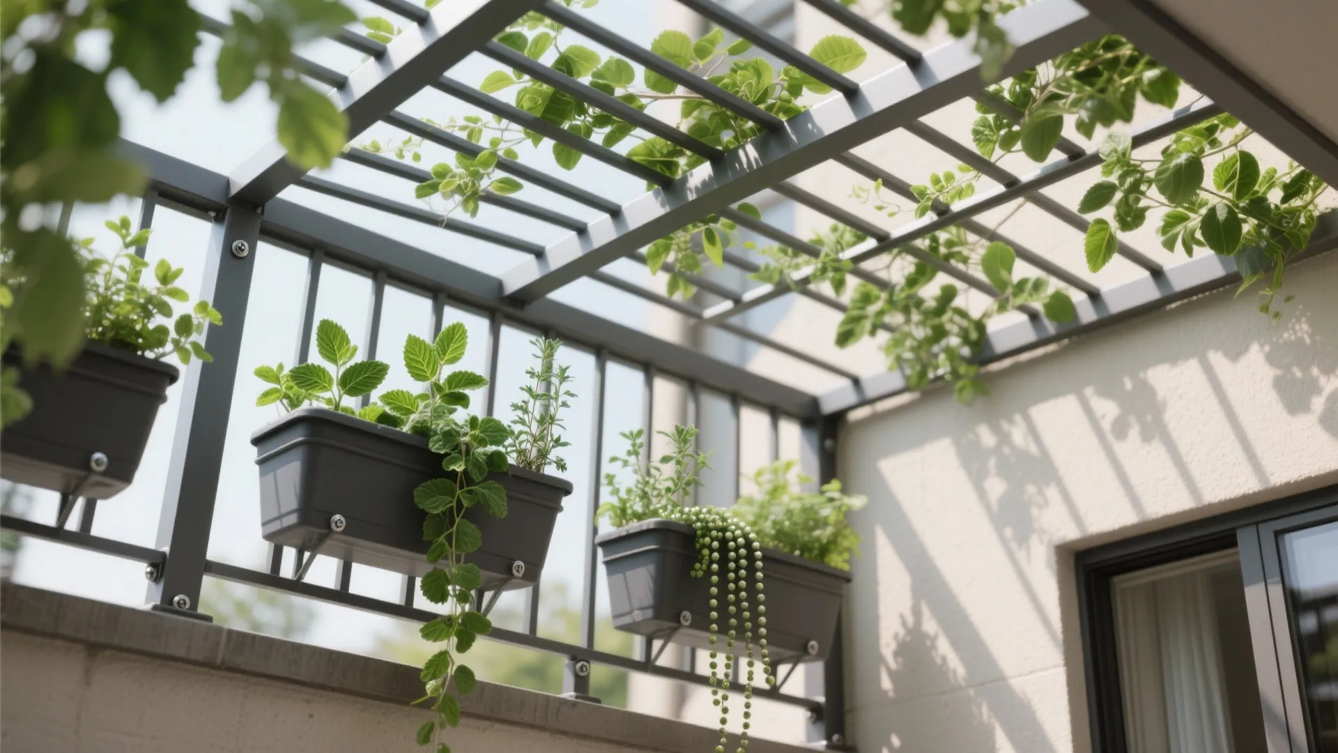 Idea 5: Overhead trellis with hanging greens