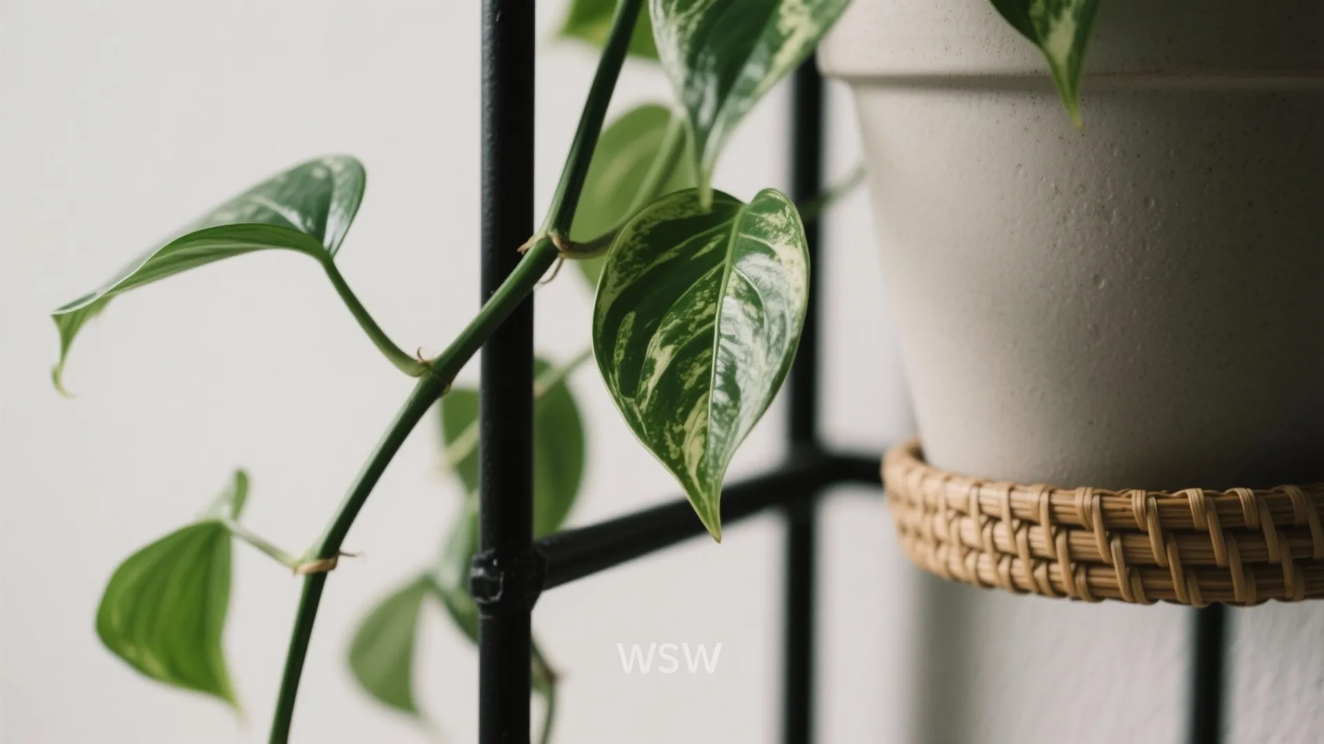 1) Minimal vertical greenery with layered textures