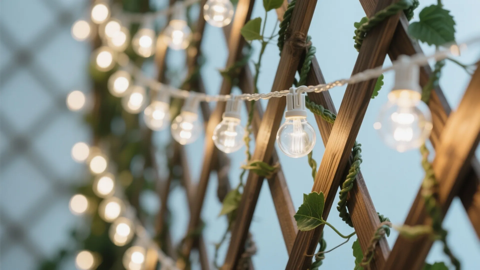 4) Vertical light wall with grid or trellis