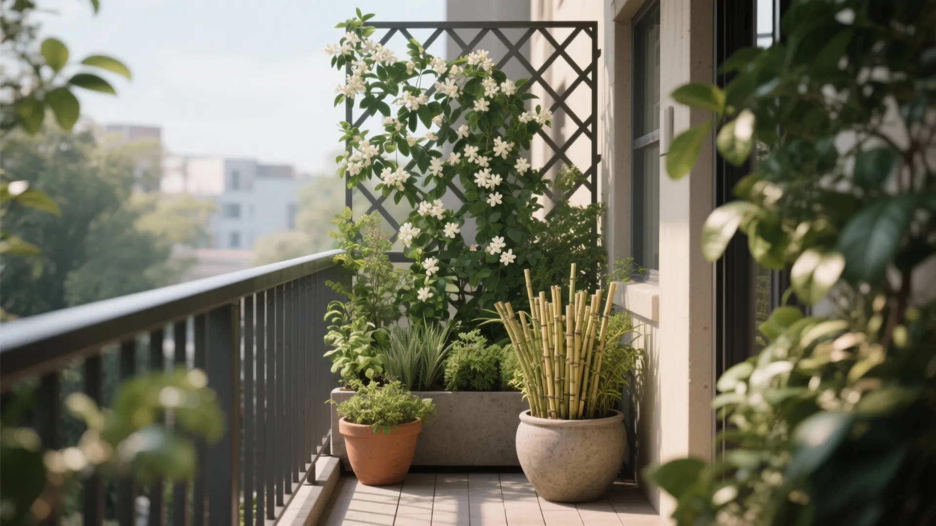 Vertical greenery and trellis privacy