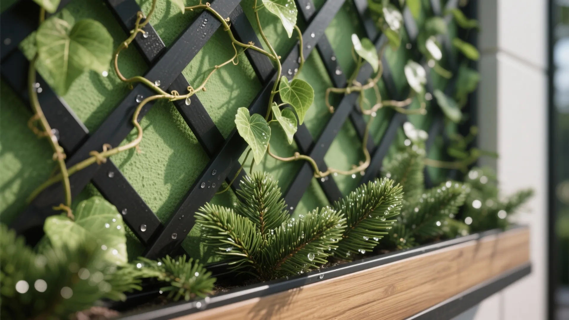 Layered Green Walls with Slim Planters