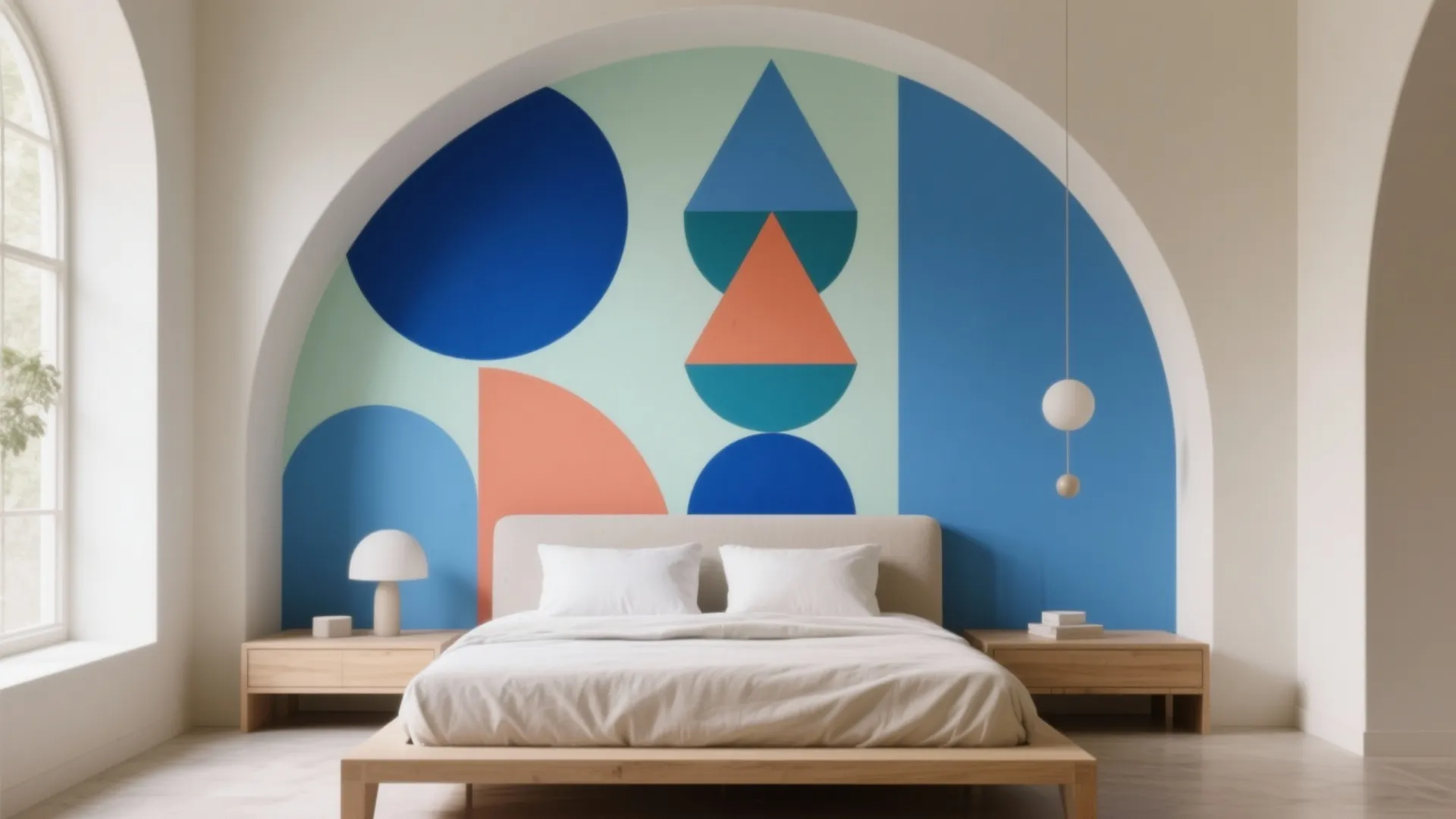 Geometric Mural with a Triadic Palette